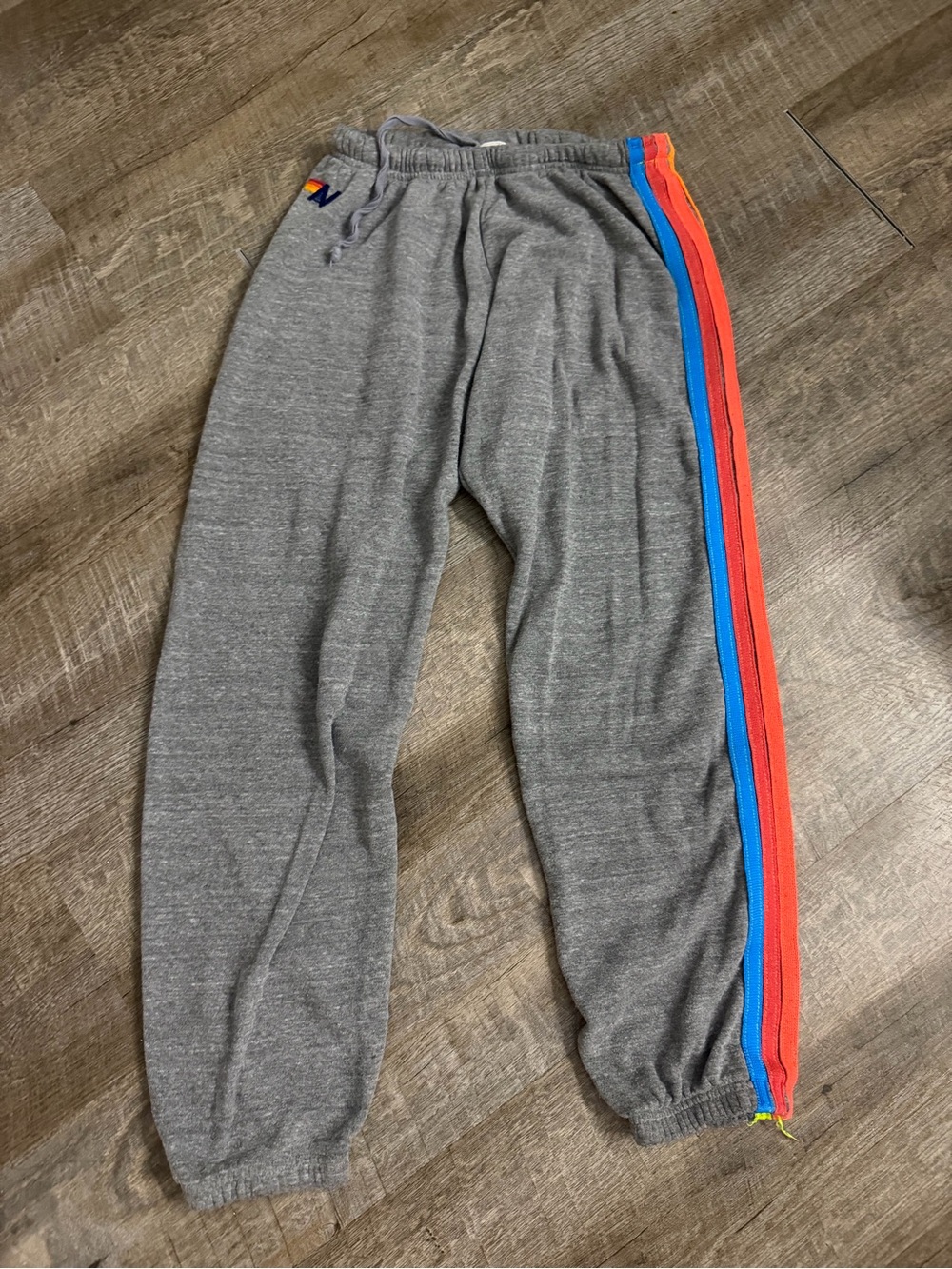 aviator nation 5 stripe grey sweatpants